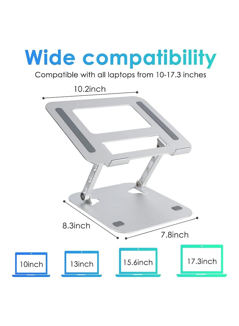 ELTRAZONE Laptop Stands,Multi-Angle Adjustable Laptop Holder Stand for Desk,Aluminum Ergonomic with Heat-Vent Portable Laptop Riser Holder Stand Compatible with MacBook Dell, HP - Image 2