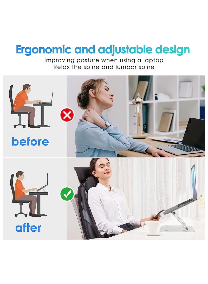 ELTRAZONE Laptop Stands,Multi-Angle Adjustable Laptop Holder Stand for Desk,Aluminum Ergonomic with Heat-Vent Portable Laptop Riser Holder Stand Compatible with MacBook Dell, HP - Image 3