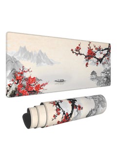 Gaming Mouse Pad Black and White Plum Bossom Cherry Blossom, Extended Large Mouse Mat Desk Pad, Stitched Edges Mousepad, Long Non-Slip Rubber Base Mice Pad (31.5x11.8x0.12 Inch, A3)