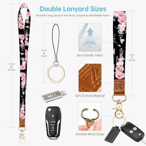NICCCARD A-Z Letter 2-in-1 ID Badge Holder & Lanyard Wallet for Teachers,Nurse,Professionals-Cute Zippered Coin Pouch,Removable Wristlet & Neck Lanyard,5 Card Slots Stylish Work Essential C - Image 4