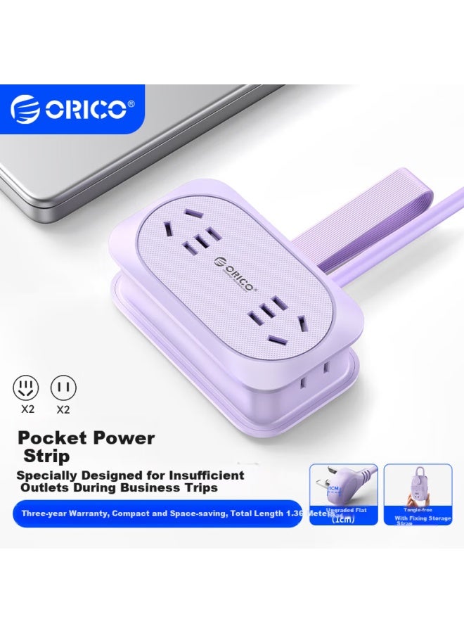 Orico Aoruike Power Strip/extension Cord/pocket Power Strip/power Bar/power Board/extension Cord With Winding Storage, Desktop Aesthetic, Dreamy Purple, Total Length 1.36 Meters - Image 1