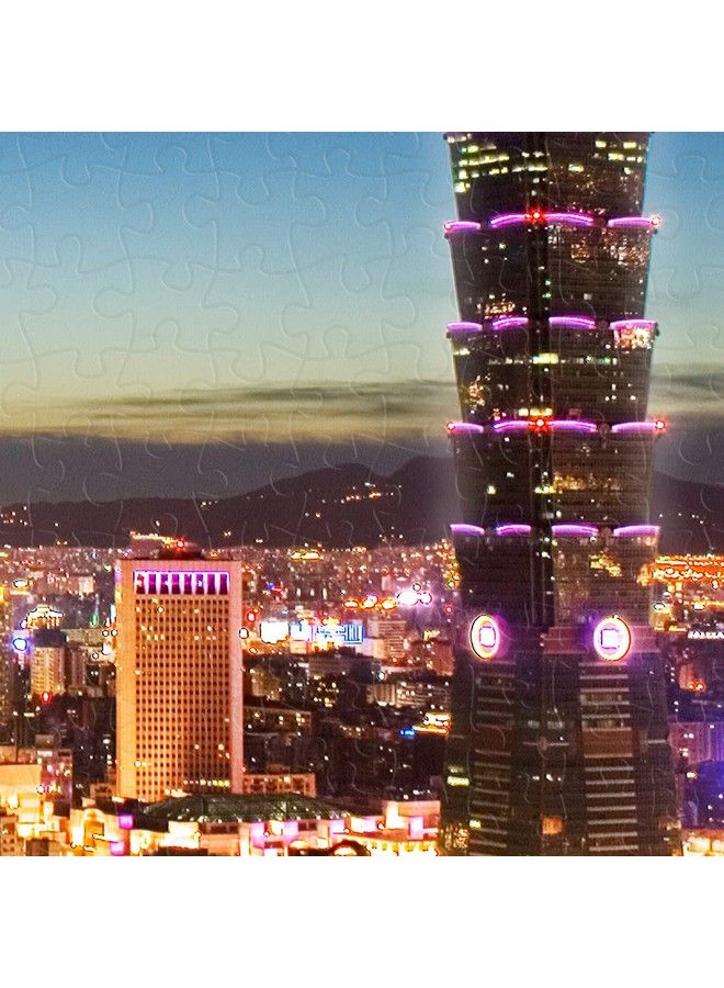 ألغاز جigsaw 1000 قطعة للبالغين أفق تايبيه تخزين سهل تداخل مريح بلاستيك بدون حاجة للصمغ [H1719] - Image 4