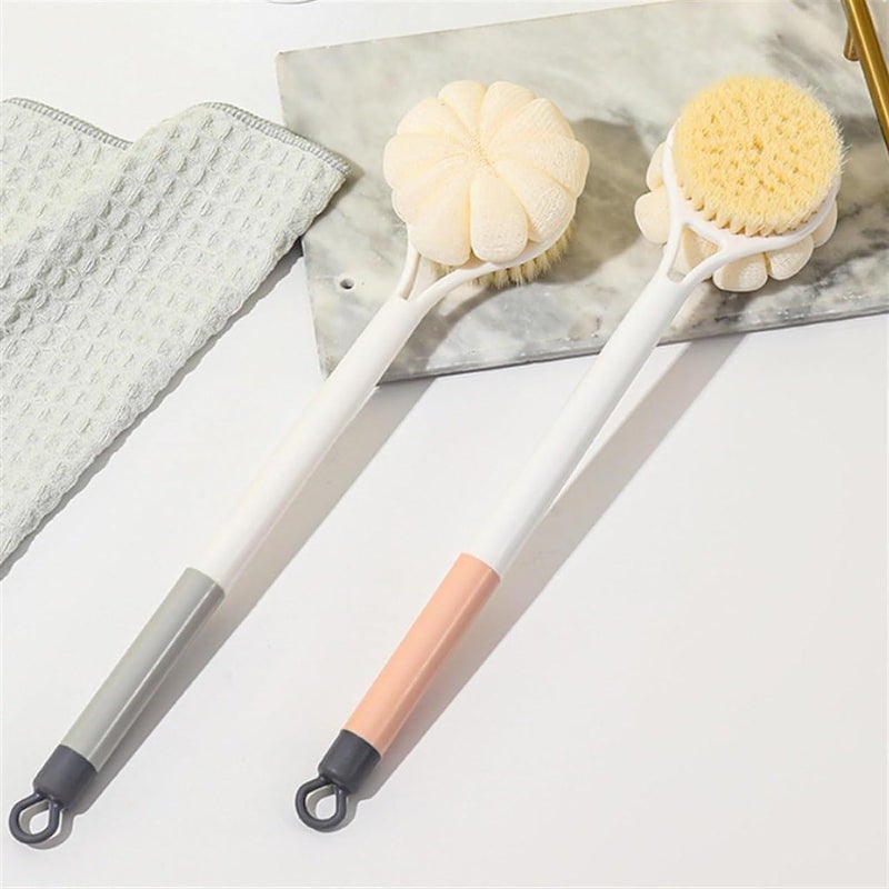 RAGYULA 2In1 Body Bathing Brightening Brush With Soft BristleLoofah Body Back Scrubber Brush Massage Bath Scrubber For SmoothGlowing Skin Long Handle Shower Bath Brush Pack of 1 - Image 1