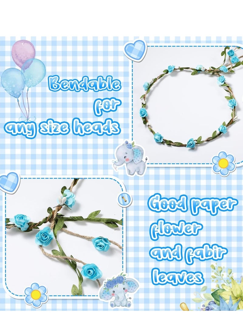 Barakah Elephant Theme Baby Shower Sash Mom to Be and Dad Pin Flower Crown for Gender Reveals Party Favors Decorations Boys Girls Pregnancy Props Gift (Blue) - Image 4