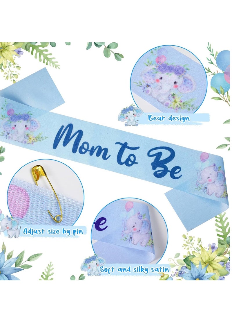 Barakah Elephant Theme Baby Shower Sash Mom to Be and Dad Pin Flower Crown for Gender Reveals Party Favors Decorations Boys Girls Pregnancy Props Gift (Blue) - Image 5