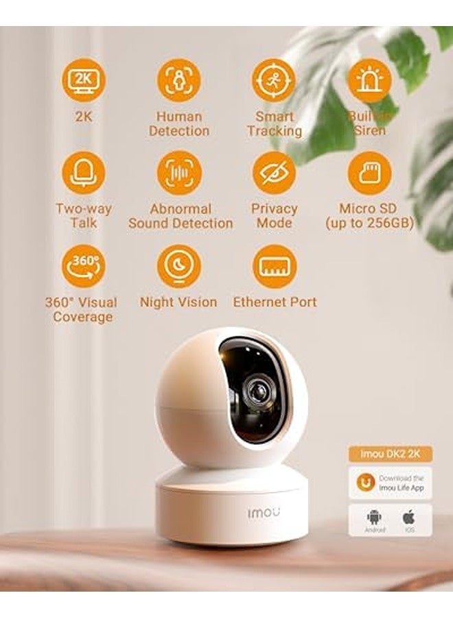 IMOU DK2 2K Indoor Security Camera, 360° WiFi Smart Camera with Human Detection, Abnormal Sound Alerts, Night Vision, Smart Tracking & Baby Monitor Mode - Image 2
