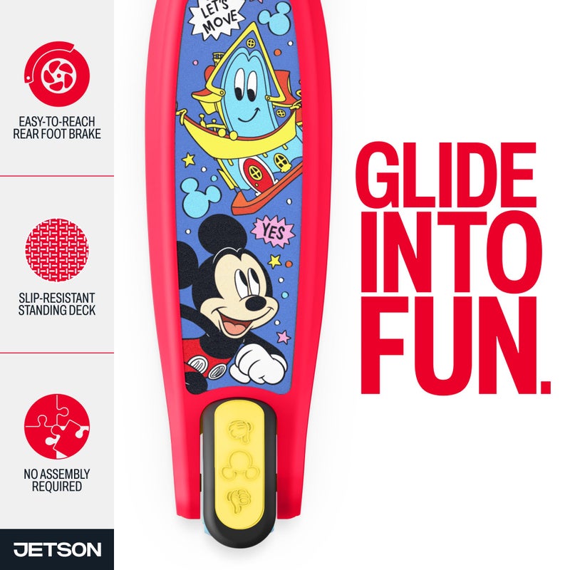Jetson Disney Mickeyâ„¢ 3-Wheel Kick Kids Scooter, LED Lights on Stem & Light-Up Wheels, Lightweight Frame, Height-Adjustable Handlebar, Lean-to-Steer System, Easy-Fold Mechanism, Ages 3+, JMCKY-3KIK - Image 2