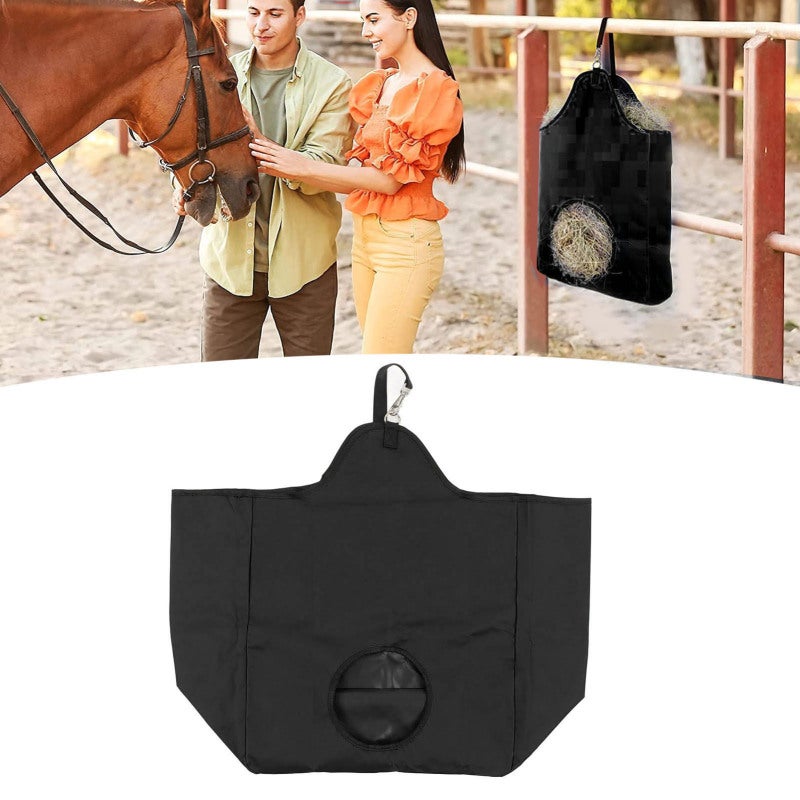 Horse Slow Feed Hay Bag: 600D Oxford Cloth With Waterproof Coating, Large Capacity, Adjustable Straps, Round Feed Holes - Durable Windproof Design Multipurpose Hay Bag for Horses, Sheep, Cattle, Rabbi - Image 2