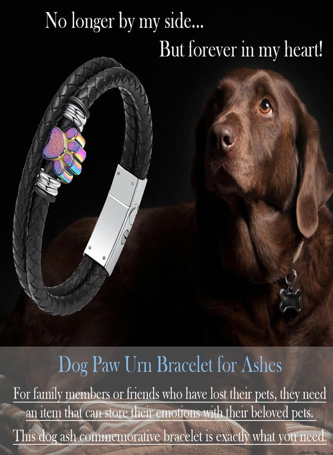 Hearbeingt Dog Paw Urn Bracelet for Ashes Braided Leather Cremation Jewelry for Ashes for Dog Cat Keepsake Bangle(Colorful 20cm) - Image 5