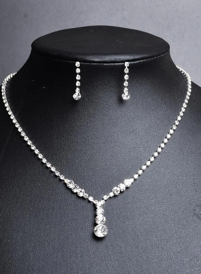 Styli Set of 2 - Embellished Faux Pearl Earrings & Necklace