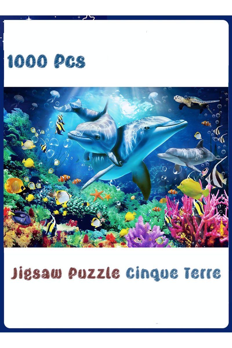 1000-Piece Jigsaw Puzzle, Sea World Scene Jigsaw Puzzle, DIY Toys for Creative Gift Home Decor, Challenging Mini Jigsaw Puzzle with Micro Pieces, Educational and Decompression Activity  for Adults & Teens - Image 1