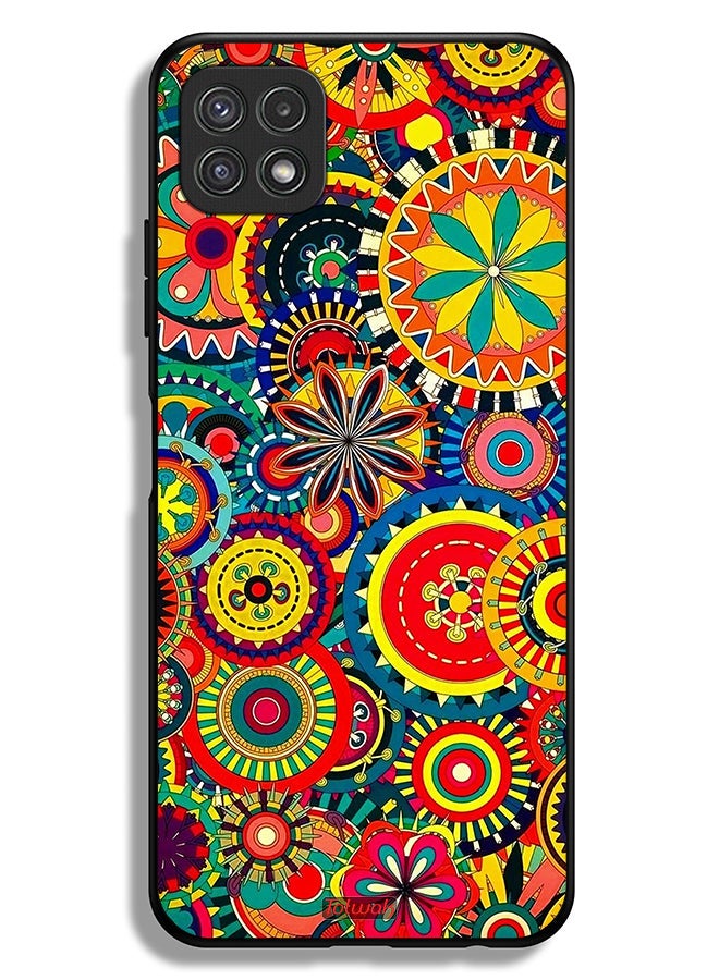 Tolwak Samsung Galaxy A22 5G Protective Case Cover Colorful Mandala Pattern - Image 1