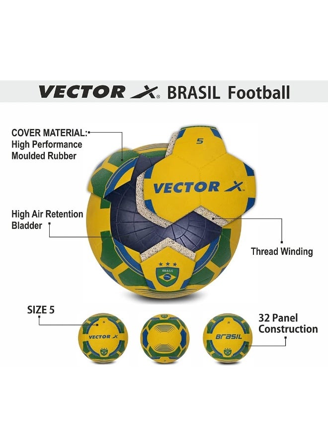 Vector X Brasil Rubber Moulded Football, Size 5, yellow-green - Image 2
