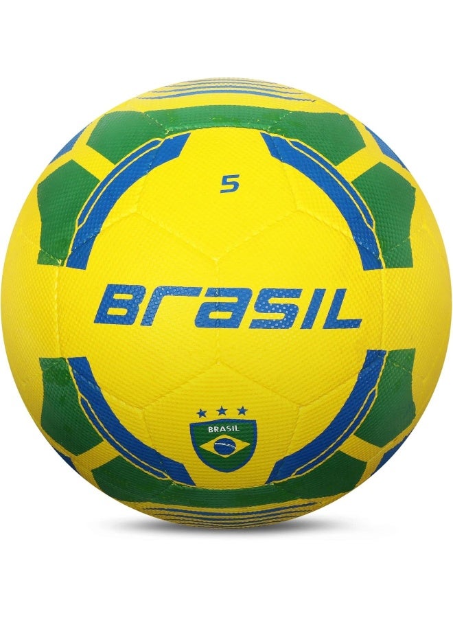 Vector X Brasil Rubber Moulded Football, Size 5, yellow-green - Image 1