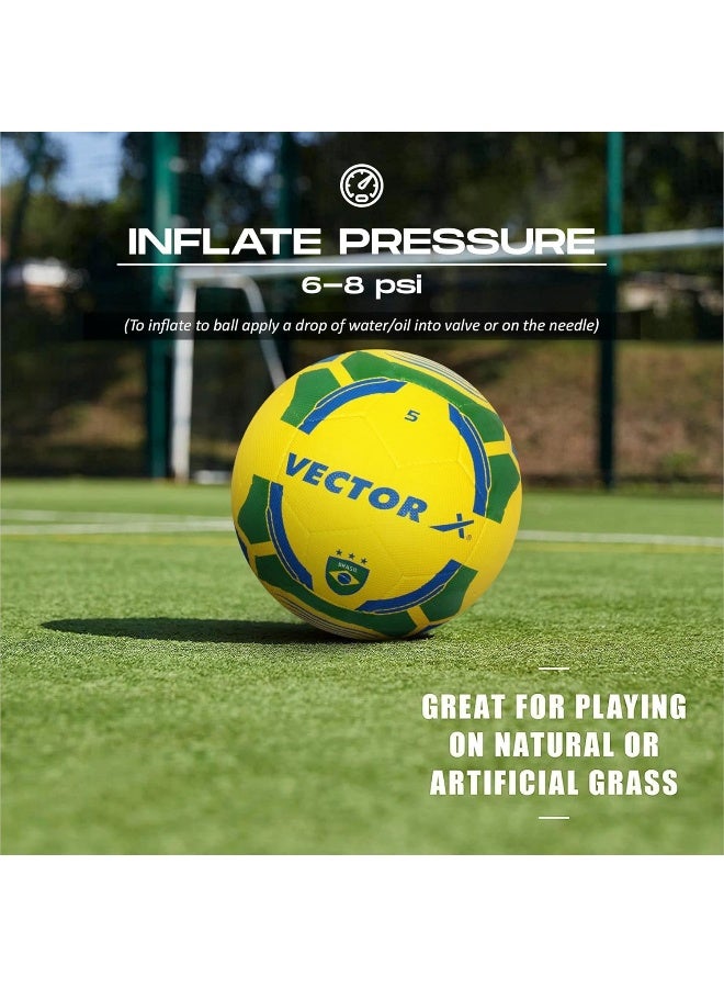 Vector X Brasil Rubber Moulded Football, Size 5, yellow-green - Image 5