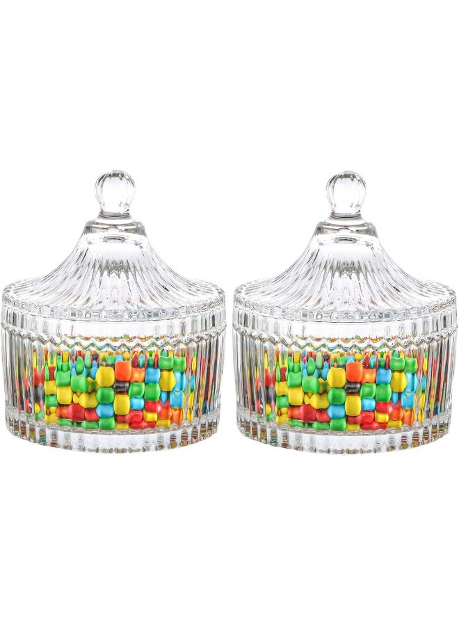 SAQOWARE 2 Pcs - Crystal Candy Serving Bowl with Lid | Snack Storage Bowl, Sugar Bowl, Dried Fruit Container Snack Serving Bowl | Dessert Bowls Compartment Serving Dish With Lid For Food Storage-Clear - Image 1
