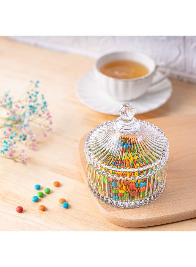 SAQOWARE 2 Pcs - Crystal Candy Serving Bowl with Lid | Snack Storage Bowl, Sugar Bowl, Dried Fruit Container Snack Serving Bowl | Dessert Bowls Compartment Serving Dish With Lid For Food Storage-Clear - Image 2