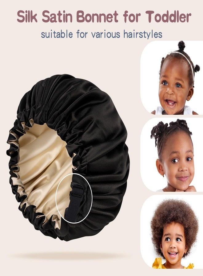 Fittia Baby Bonnet for 6-36 Months Sleeping: Reversible Smooth Satin for No Mess Toddler's Curly Hair, Adjustable Band No Slip Black-Taupe - Image 5