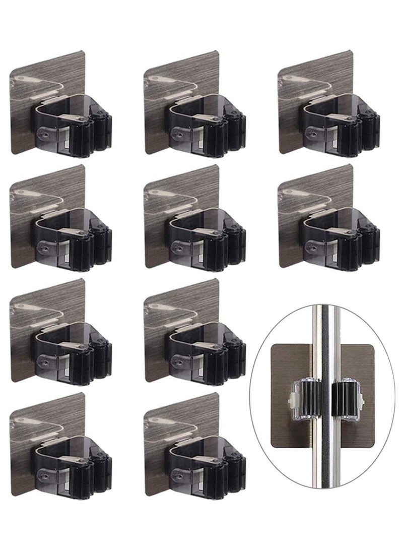HomarKet 10-Piece Wall Mounted Mop And Broom Holder Set Black 7 x 7x5.2 centimeter - Image 1