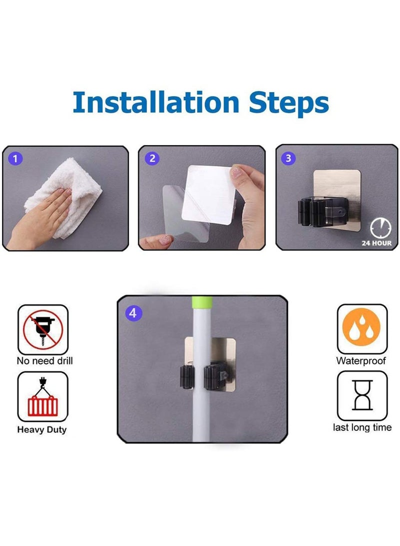 HomarKet 10-Piece Wall Mounted Mop And Broom Holder Set Black 7 x 7x5.2 centimeter - Image 5