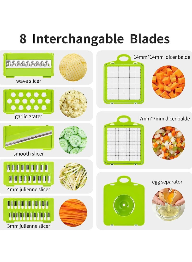 ELTRAZONE NEW Vegetable Chopper – Multifunctional 13-in-1 Food Chopper, Onion Chopper, Vegetable Slicer, Dicer, Cutter, 8 Blades, Colander Basket & Container for Salad, Potato, Carrot, Veggie Prep - Image 2