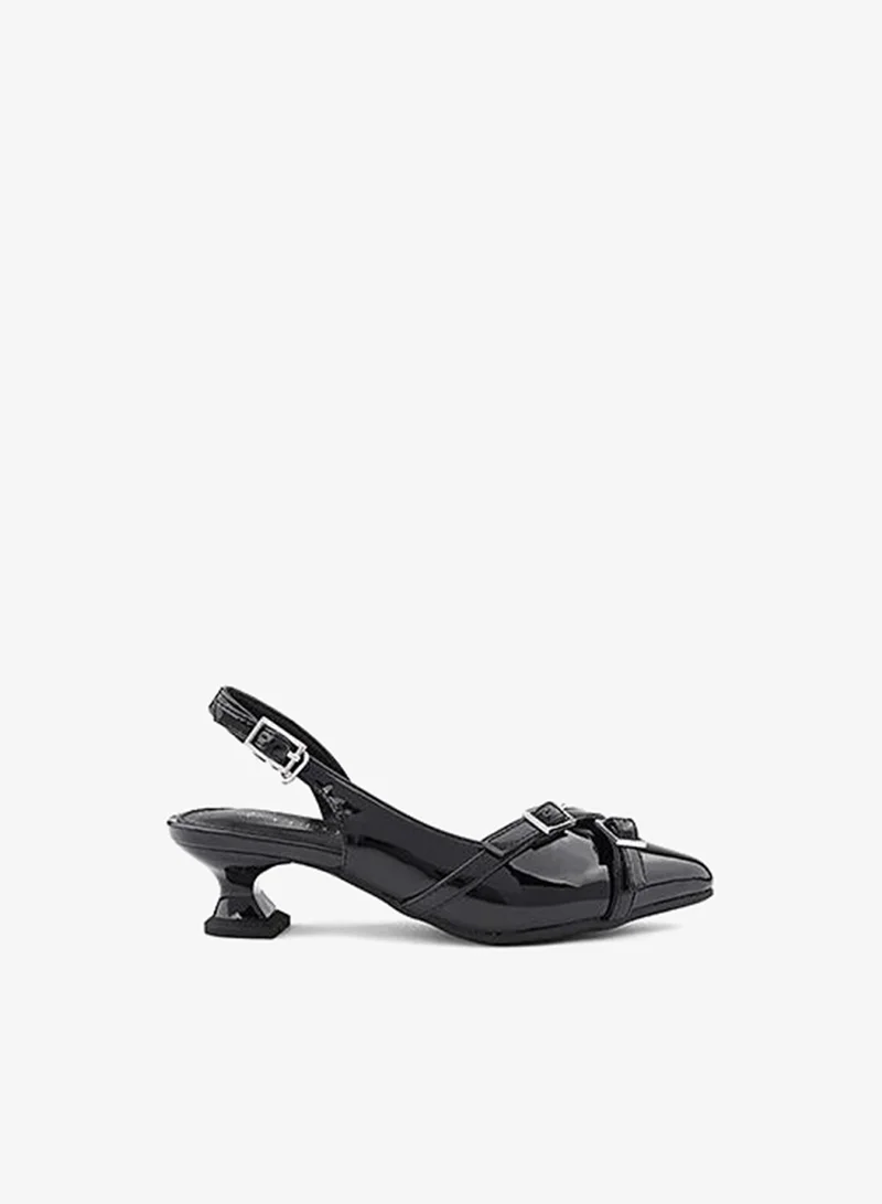 كابلي كعب نسائي بكعب كتلة وحزام خلفي