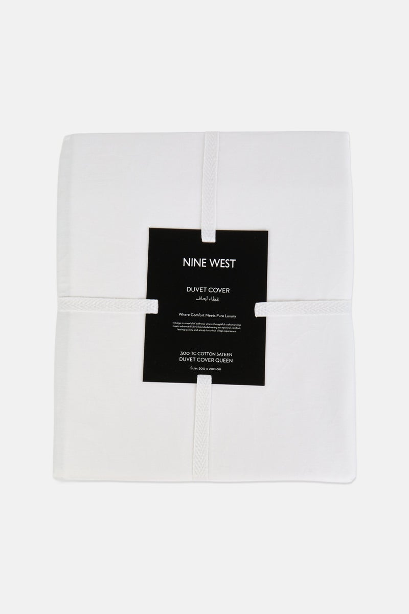NINE WEST Queen Size Solid Duvet Cover 200 x 200 cm, White - Image 1
