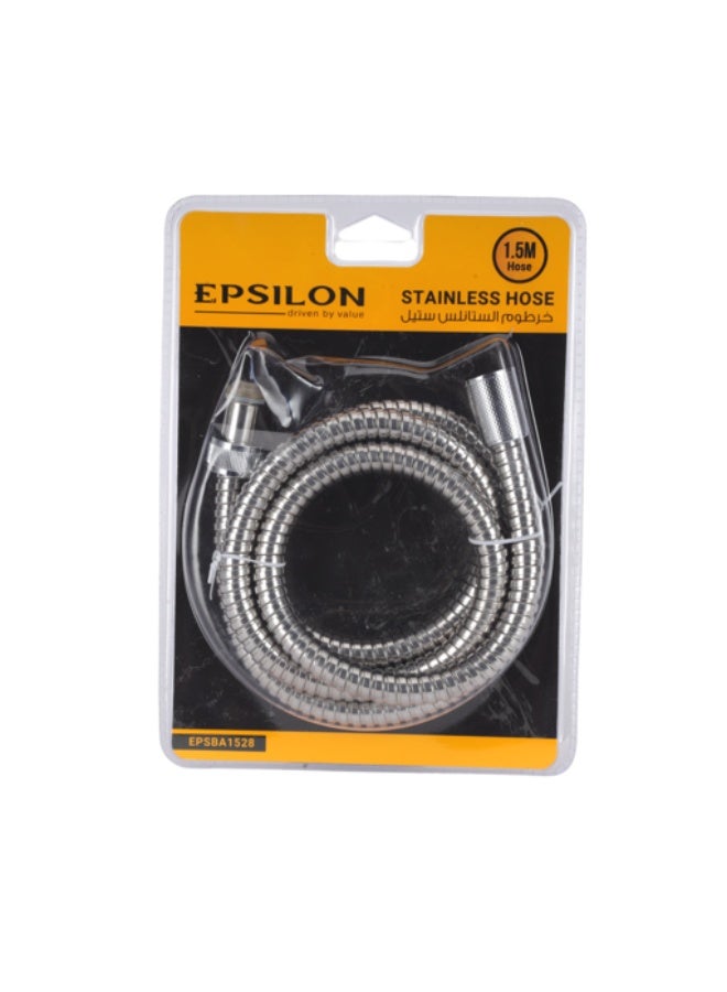 Epsilon Shower Hose EPSBA1528 - 1.5 Meter Flexible Stainless Steel Hand Shower Hose, Corrosion Resistant Leak-Proof Hose for Shower Head, Health Faucet & Bathroom Accessories - Silver - Image 2
