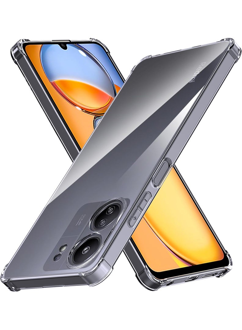 Theodor Redmi 13C Clear Case, Shock-Absorption TPU Cell Phone Cover with Reinforced Corners, Soft Flexible & Crystal Clear Protective Bumper Case - Image 1