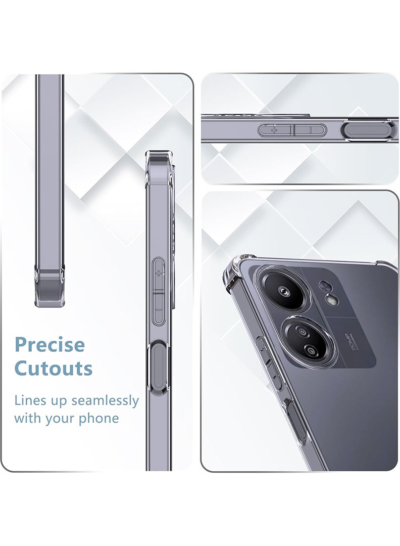 Theodor Redmi 13C Clear Case, Shock-Absorption TPU Cell Phone Cover with Reinforced Corners, Soft Flexible & Crystal Clear Protective Bumper Case - Image 4