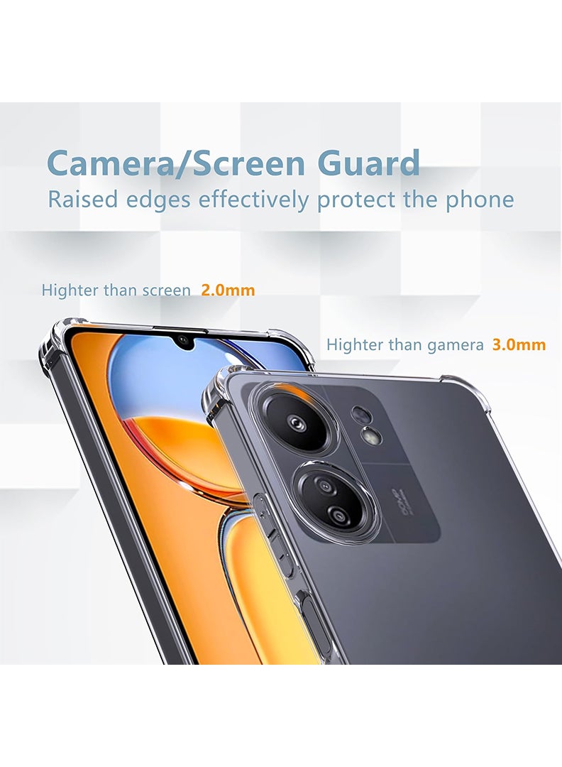 Theodor Redmi 13C Clear Case, Shock-Absorption TPU Cell Phone Cover with Reinforced Corners, Soft Flexible & Crystal Clear Protective Bumper Case - Image 2
