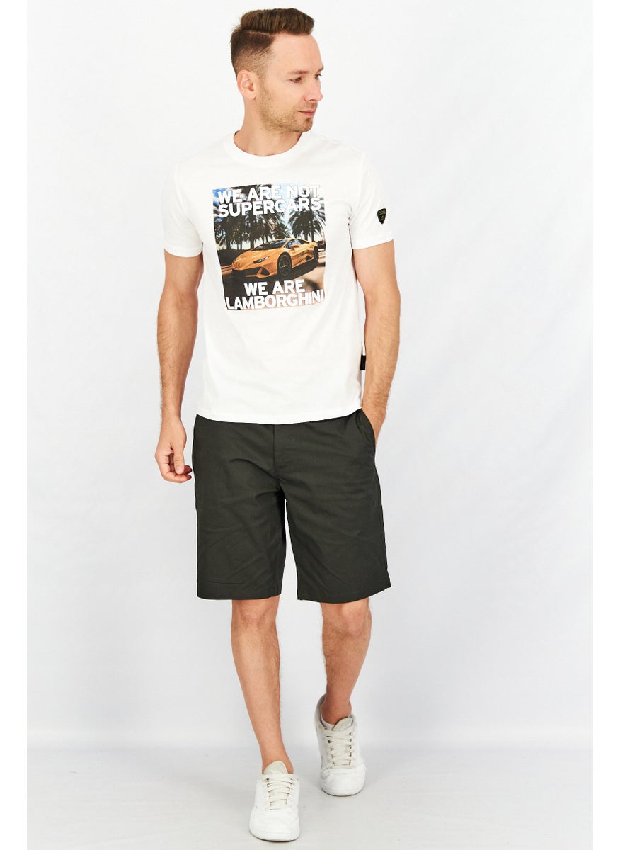 LAMBORGHINI Men Crew Neck Short Sleeves Graphic T-Shirt, White  - Image 4