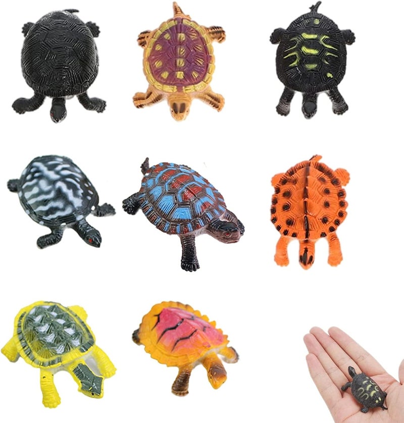 Excefore 8 Pcs Turtle Figurines Toys, Durable Model Tortoise Toys, Realistic Small Tortoise, Miniature Figurines for Kids Toddler Bathtub, Party Ornaments - Image 1