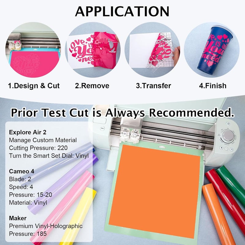 TECKWRAP 001 Glossy Permanent Vinyl - 12in x 3ft Rolls 10 Colors Adhesive Vinyl for Cricut, Silhouette, Cameo Cutters, Signs, Scrap-Booking, Craft Cutters - Image 4