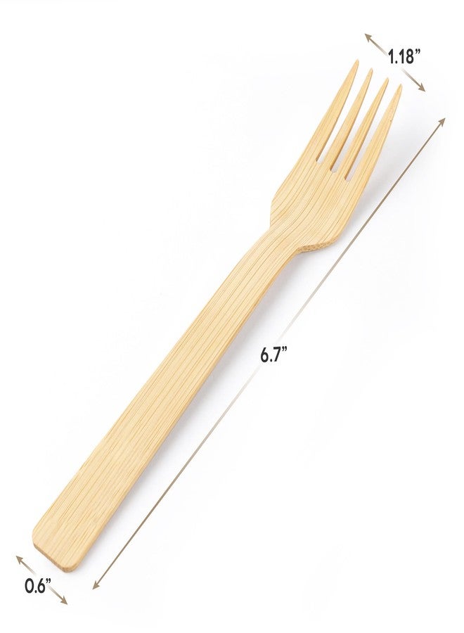 GUSTO [100 Count] Natural Bamboo Disposable Forks - Biodegradable and Eco-Friendly Utensils for Outdoors, Parties, and Events - Image 2