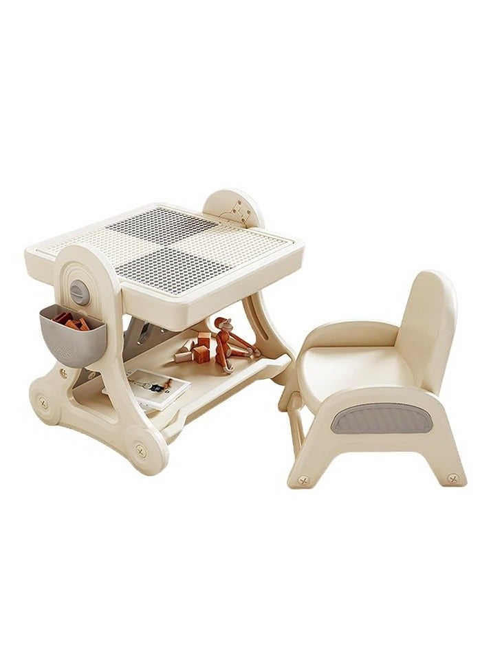 FULL JOY Mult i Kids Activity Table Set with Chair, Store Books ,Water  And Sand Table ,Drawing Board, Building Blocks with Storage Box - Image 2