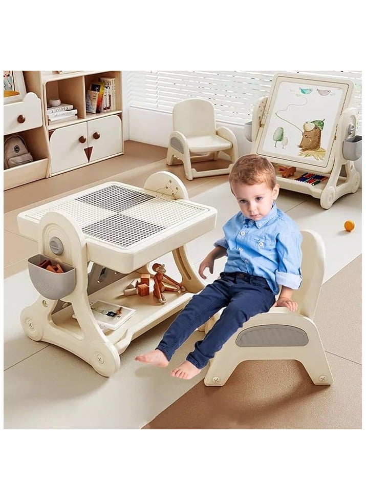 FULL JOY Mult i Kids Activity Table Set with Chair, Store Books ,Water  And Sand Table ,Drawing Board, Building Blocks with Storage Box - Image 4