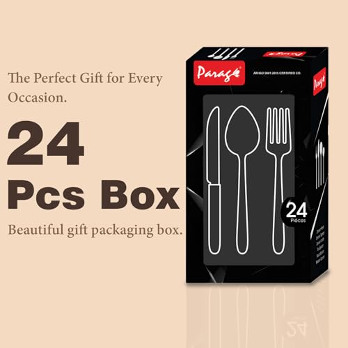 Parage 24 Pieces Stainless Steel Cutlery Set for Home & Kitchen (Contains: 6 Table Spoons, 6 Forks, 6 Tea Spoons, 6 Soup Spoons), Spoon Set, Luxury Dining Tableware Gift for House Warming, Silver - Image 5