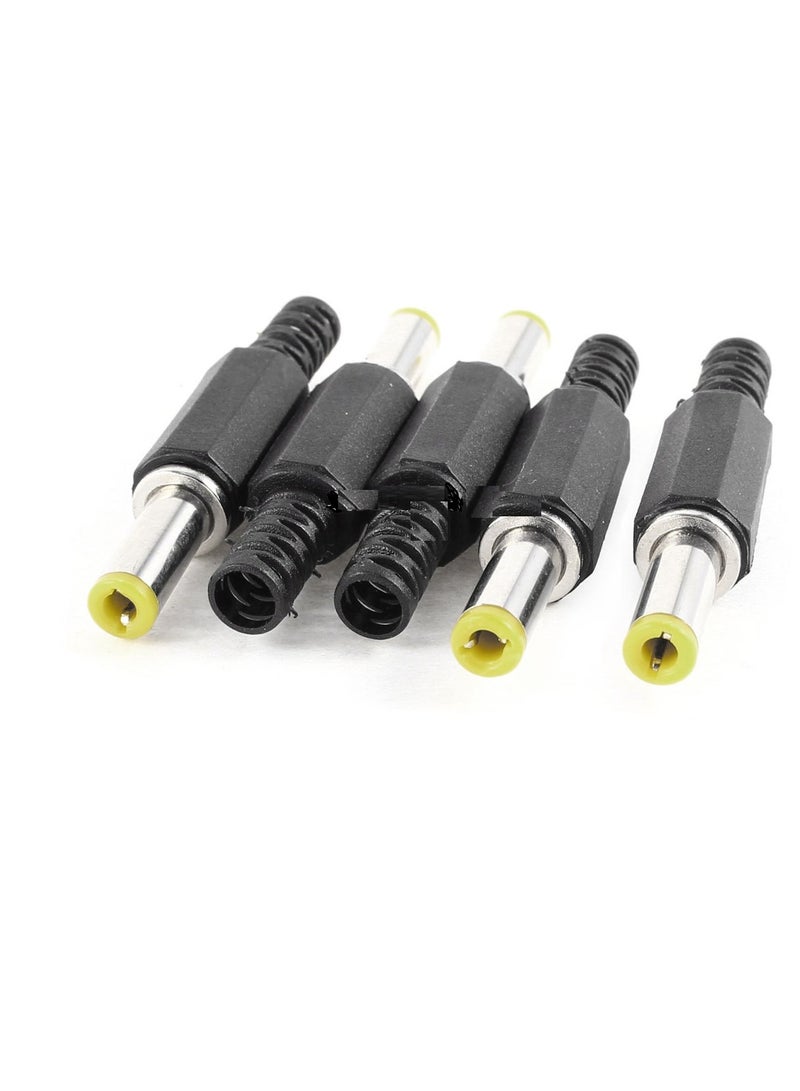 DC Power Plug Connectors, 5.5 x 2 x 14 mm, Yellow, Set of 5 