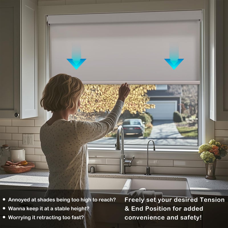HESTIA No Drill Cordless Blackout Roller Shades with Valance Waterproof Privacy Blinds for Shower Window, Screwless UV Protection Fabric for Bathroom/Kitchen/Office/Exterior, Grey, 23" W X 36" H - Image 4