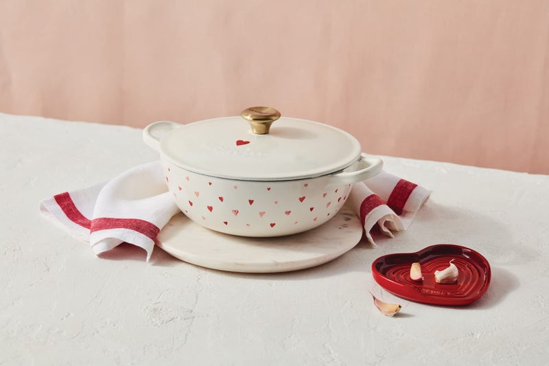 Le Creuset Le Creuset L'Amour Enameled Cast Iron Soup Pot, 2.75 Quarts, White with Heart Applique & Light Gold Knob  - Image 2