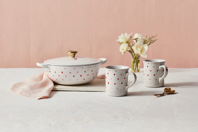 Le Creuset Le Creuset L'Amour Enameled Cast Iron Soup Pot, 2.75 Quarts, White with Heart Applique & Light Gold Knob  - Image 3