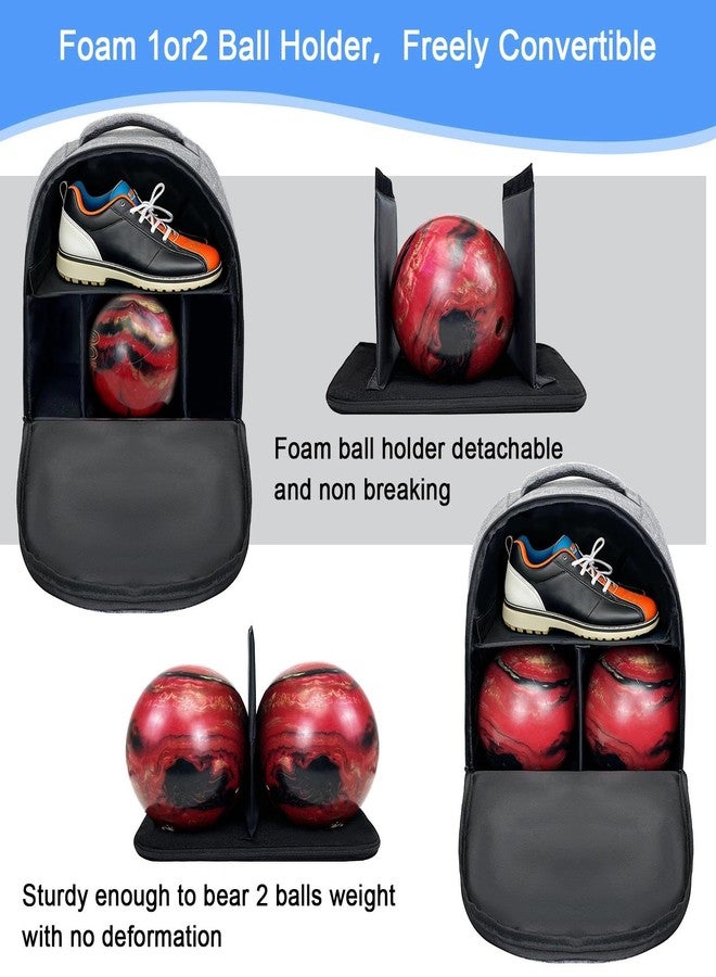 DAFISKY Bowling Ball Bag 2 Ball Bowling Backpack Fit Single or Two Balls with Shoe Compartment & Portective Foam Holder,Fits Shoes Up to Us Size 16 - Image 2