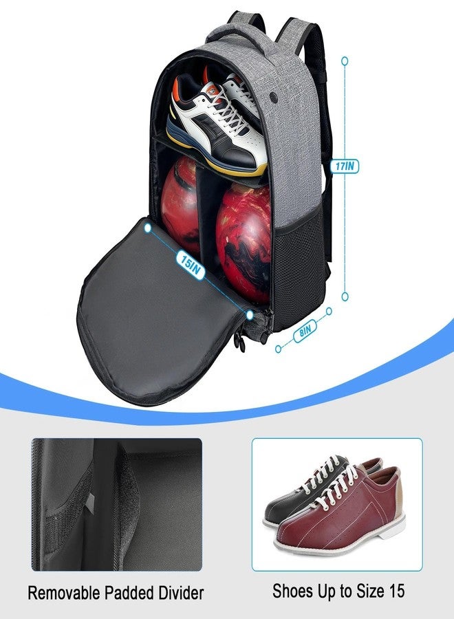 DAFISKY Bowling Ball Bag 2 Ball Bowling Backpack Fit Single or Two Balls with Shoe Compartment & Portective Foam Holder,Fits Shoes Up to Us Size 16 - Image 3