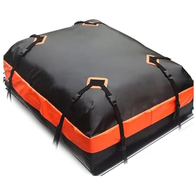 rayihni Car Rooftop Cargo Carrier Bag, Waterproof Non-Rip Car Roof Bag for All Vehicles With/Without Rack, Includes Non-Slip Mat, Luggage Lock, 4 Door Hooks, Storage Bag - Image 1