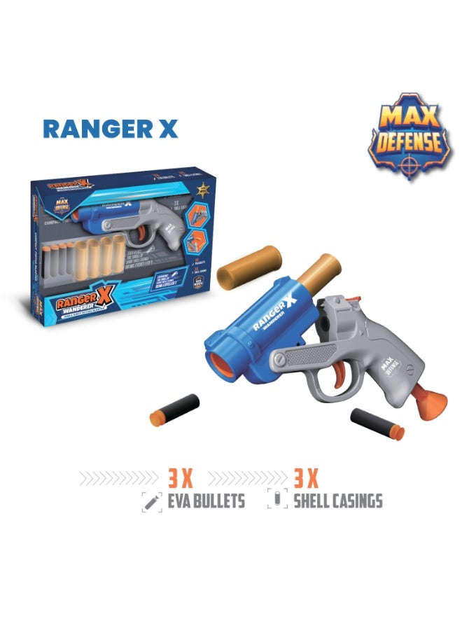 Max Defense Ranger X - Wanderer Shell Eject Action Blaster | 3X Eva Bullets | 3X Shell Castings | Age 3+ - Image 4
