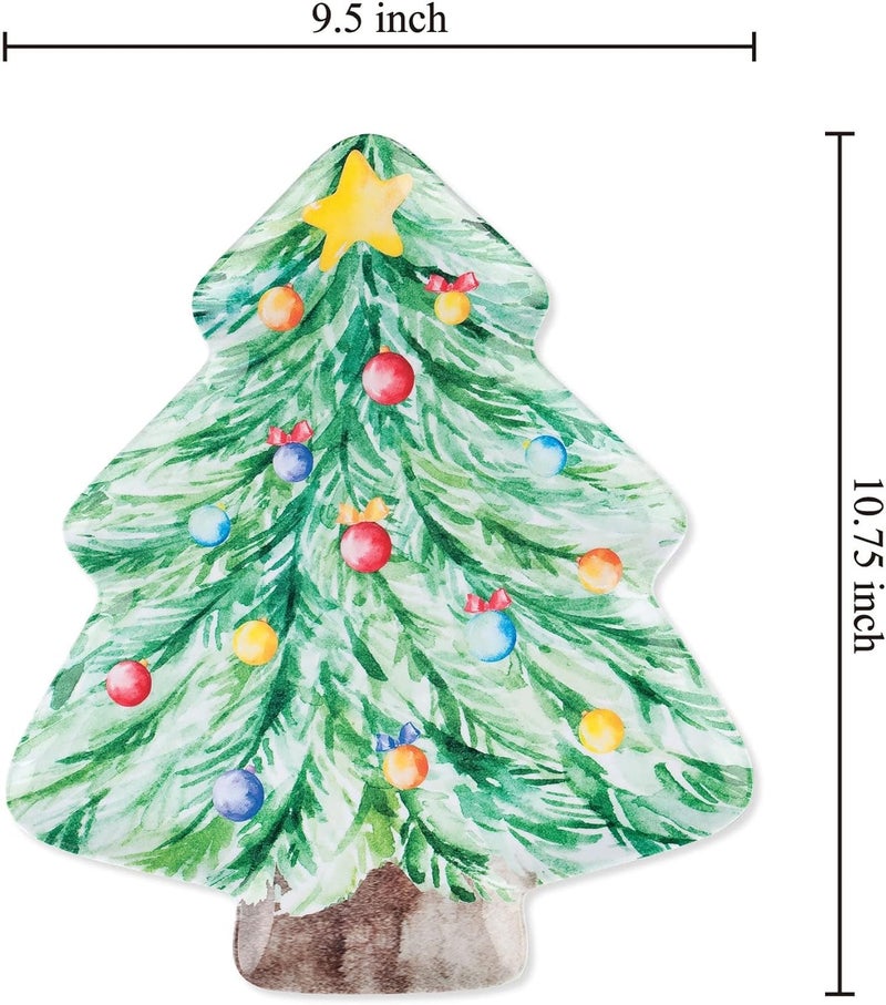 UP UPware Christmas Tree Shaped Melamine Dinner Plates Festive Holiday Party Plates Christmas Decor for Festive Meals Snacks and Desserts Green 1075 x 95 Inch Set of 4 - Image 3
