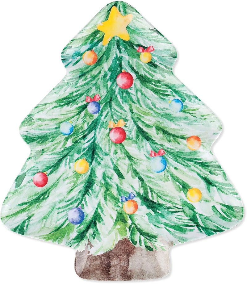 UP UPware Christmas Tree Shaped Melamine Dinner Plates Festive Holiday Party Plates Christmas Decor for Festive Meals Snacks and Desserts Green 1075 x 95 Inch Set of 4 - Image 2