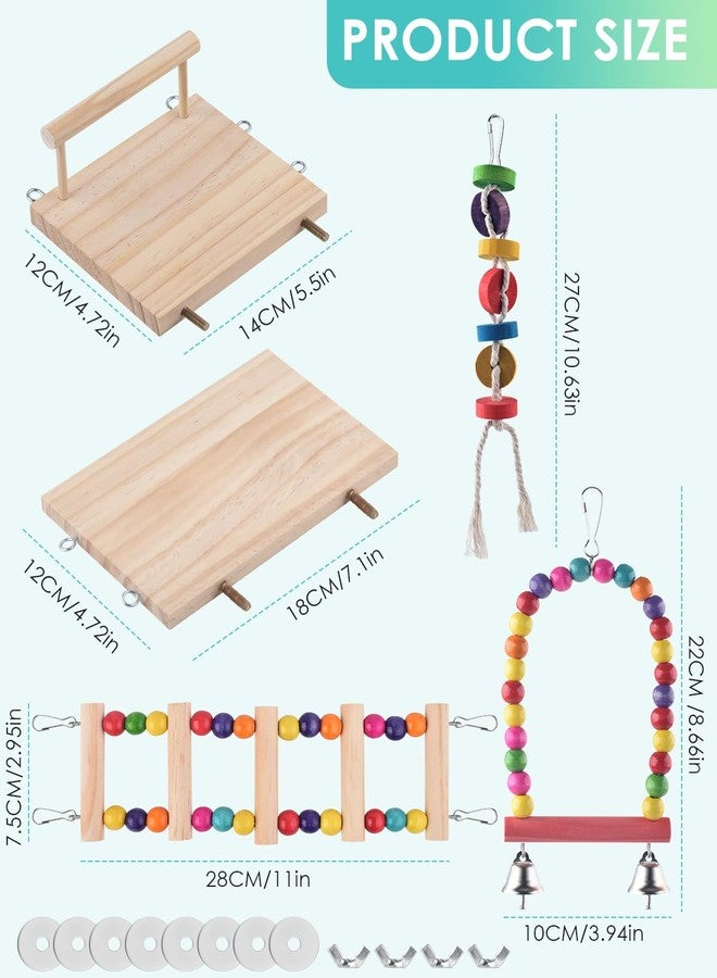 DBNESS 5in1 Bird Parakeet Toys,Detachable Birdie Perches Platform Swing with Climbing Ladder, Parrot Cage Stand Accessories，Wooden Playing Gyms for Conure Cockatiel Lovebird Finch Budgerigar Pigeon - Image 2