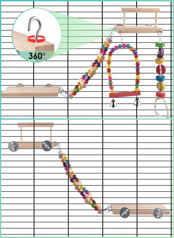 DBNESS 5in1 Bird Parakeet Toys,Detachable Birdie Perches Platform Swing with Climbing Ladder, Parrot Cage Stand Accessories，Wooden Playing Gyms for Conure Cockatiel Lovebird Finch Budgerigar Pigeon - Image 3
